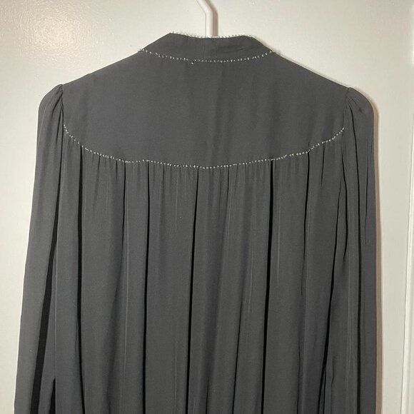 Parker Tie Neck Beaded Long Sleeve Ruffle Silk Dress size S - Picture 7 of 7